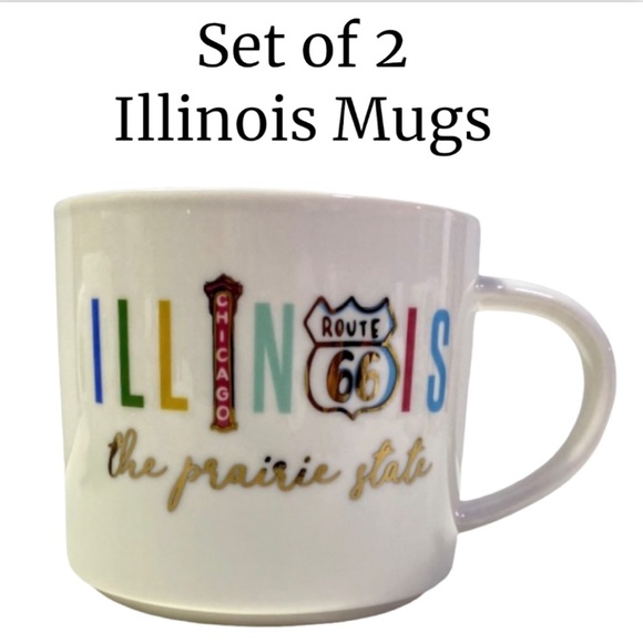 New Threshold Chicago Illinois Route 66 "The Prairie State" Mugs - Set of 2 - Picture 1 of 11